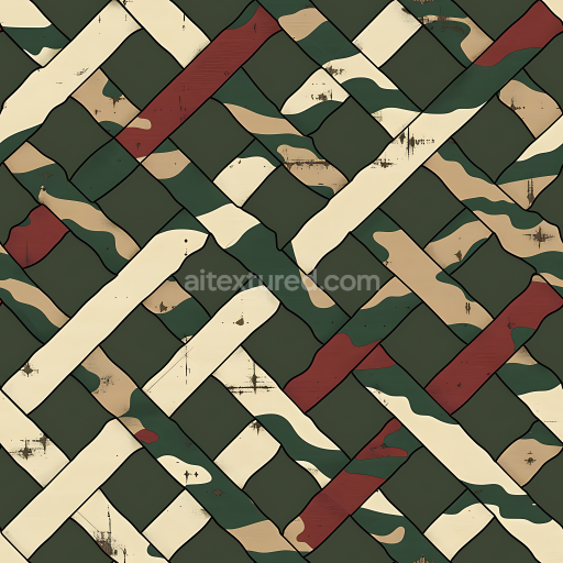 Preview — Seamless 3D stylized woodland camouflage PBR fabric texture with interwoven pattern