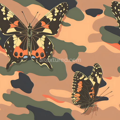 Seamless 3D Camouflage PBR Texture with Desert Woodland Pattern and Earthy Tones