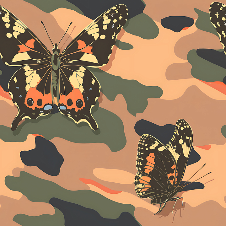 Camouflage with Desert Woodland Pattern and Earthy Tones seamless PBR texture preview