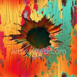 seamless Seamless 3D PBR Cracked Wood Texture with Large Colorful Hole and Paint Splashes texture 8k free download PBR