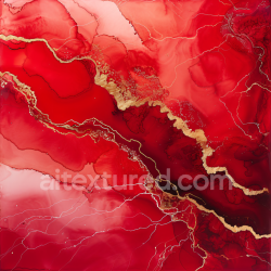 seamless Seamless 3D Alcohol Ink PBR Texture Featuring Bold Red Swirls and Golden Veins texture 8k free download PBR