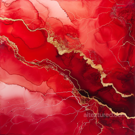 Alcohol Ink PBR Texture Featuring Bold Red Swirls and Golden Veins Alcohol ink texture preview