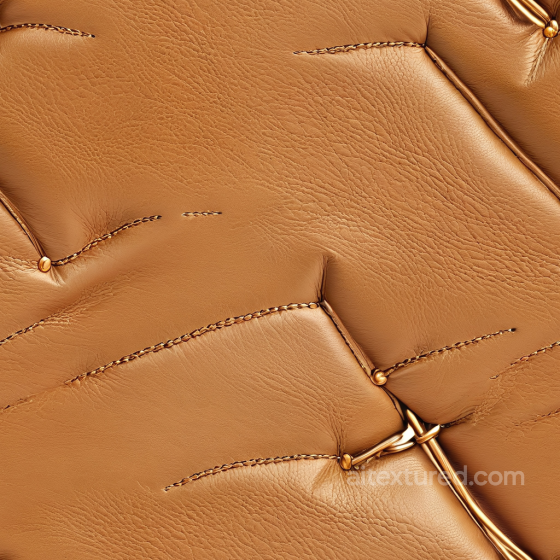 Quilted Light Brown Leather PBR Texture with Gold Studs and Fine Grain Leather texture preview