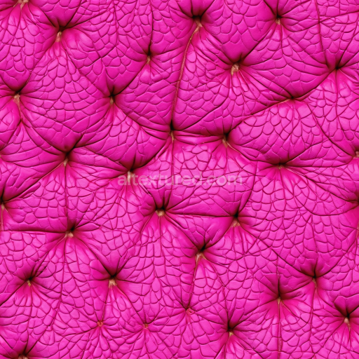 Seamless 3D tufted cracked pink leather PBR texture with deep wrinkles