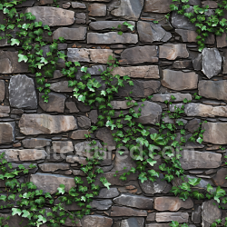 seamless Seamless 3D PBR Texture of Weathered Stone Wall with Natural Ivy Vines texture 8k free download PBR