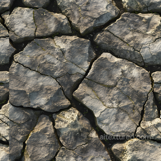 Stone Texture of Cracked Rocky Ground with Natural Moss Accents Stone texture preview