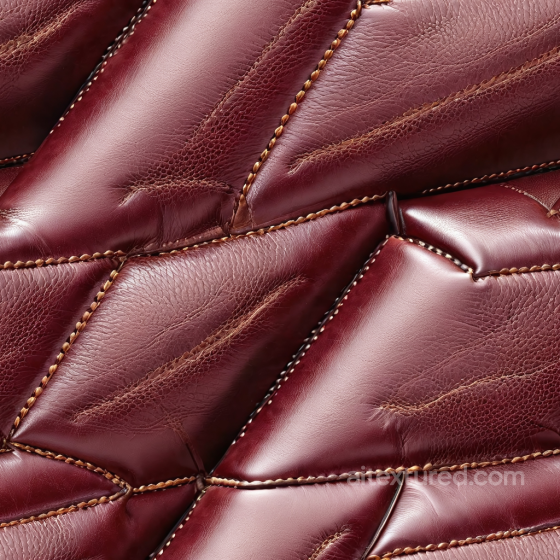 Burgundy Quilted Leather PBR Texture with Glossy Finish and Distinct Stitching Leather texture preview