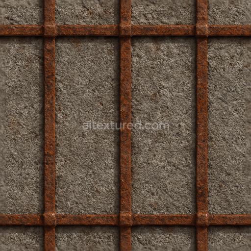 Preview — Seamless 3d texture pbr 8k rusty metal fence with metal rust and rough concrete base