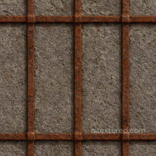 Rusty Metal Fence With Metal Rust And Rough Concrete Base seamless Fences PBR texture