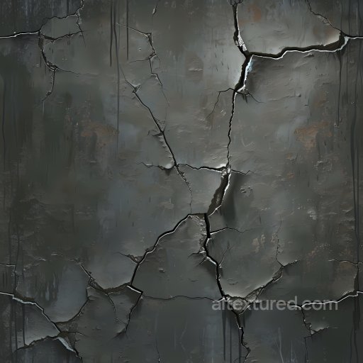 Cracked Dark Plaster Wall PBR Texture with Jagged Fractures seamless Cracked & Holes PBR texture