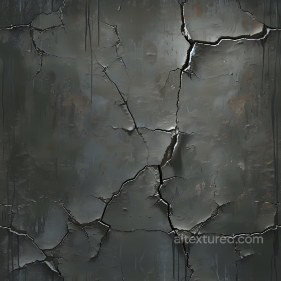 Cracked Dark Plaster Wall PBR Texture with Jagged Fractures Cracked & Holes texture preview