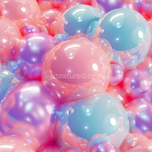 Seamless 3D Inflated Glossy Bubble PBR Texture in Pink and Blue