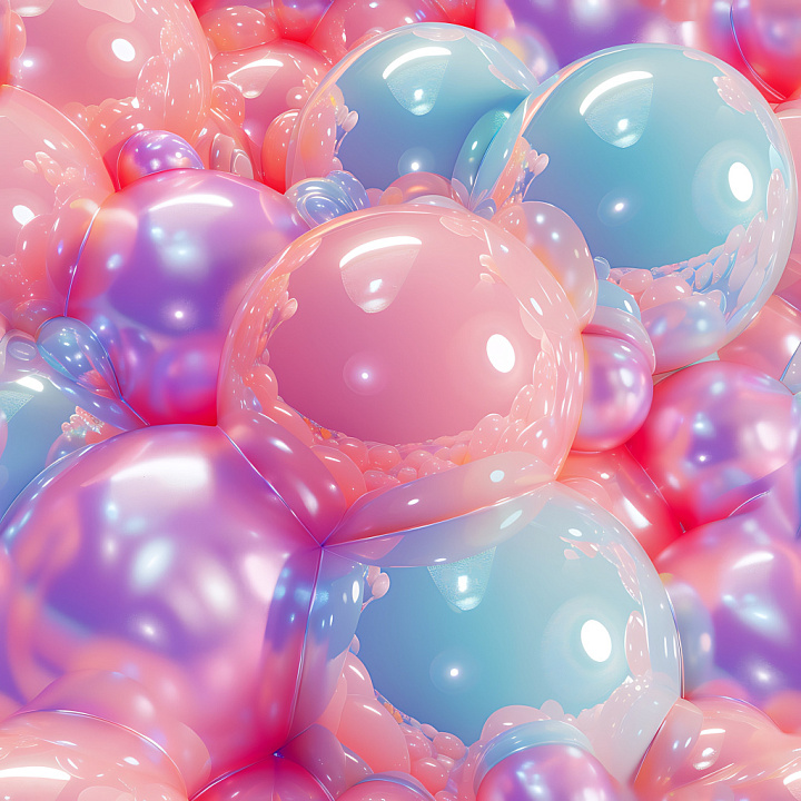 Inflated Glossy Bubble in Pink and Blue seamless PBR texture preview