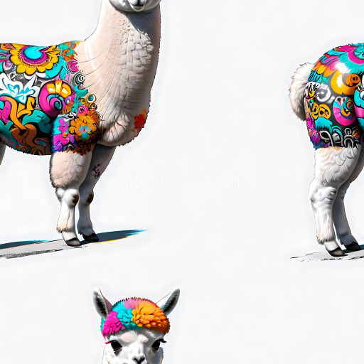 Seamless 3D PBR Texture Featuring Bright Multicolor Graffiti on White Surface