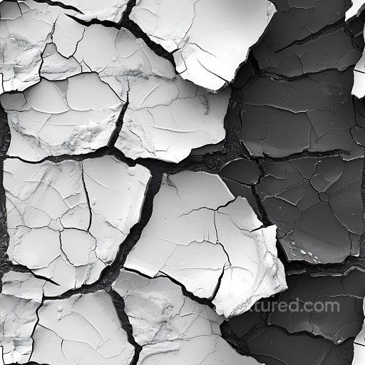 Cracked and Holed White Paint PBR Texture with Jagged Fractures seamless Cracked & Holes PBR texture