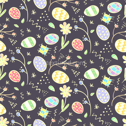 Preview — Seamless 3D PBR Texture with Pastel Easter Eggs and Floral Digital Paper