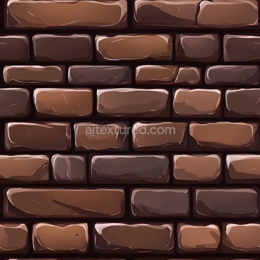 Seamless 3D Cracked Brown Brick Wall PBR Texture with Subtle Chipped Edges
