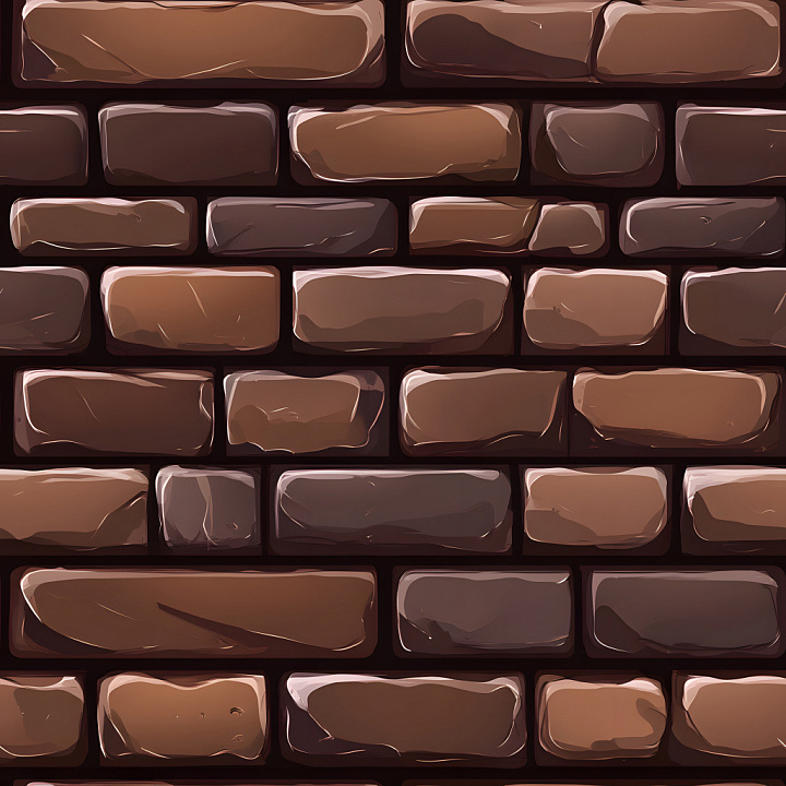 Cracked Brown Brick Wall with Subtle Chipped Edges seamless PBR texture preview
