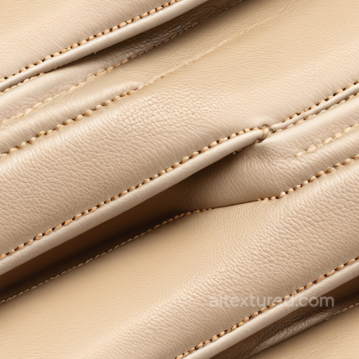 beige pebbled leather PBR texture with stitched padded panels seamless Leather PBR texture