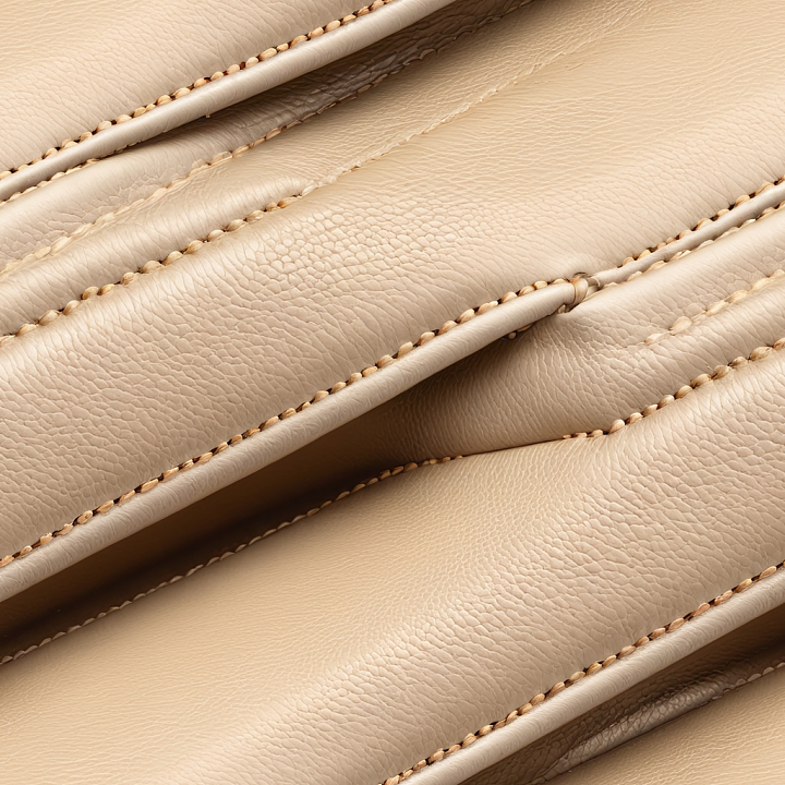 Beige Pebbled Leather With Stitched Padded Panels seamless PBR texture preview