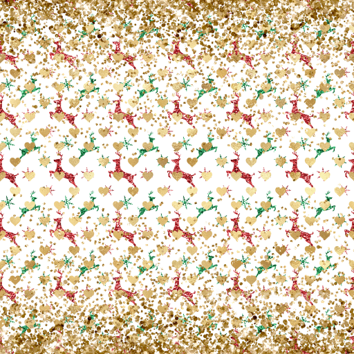 Of Red And Green Glitter Reindeer With Gold Hearts And Confetti seamless All Christmas Digital paper PBR texture