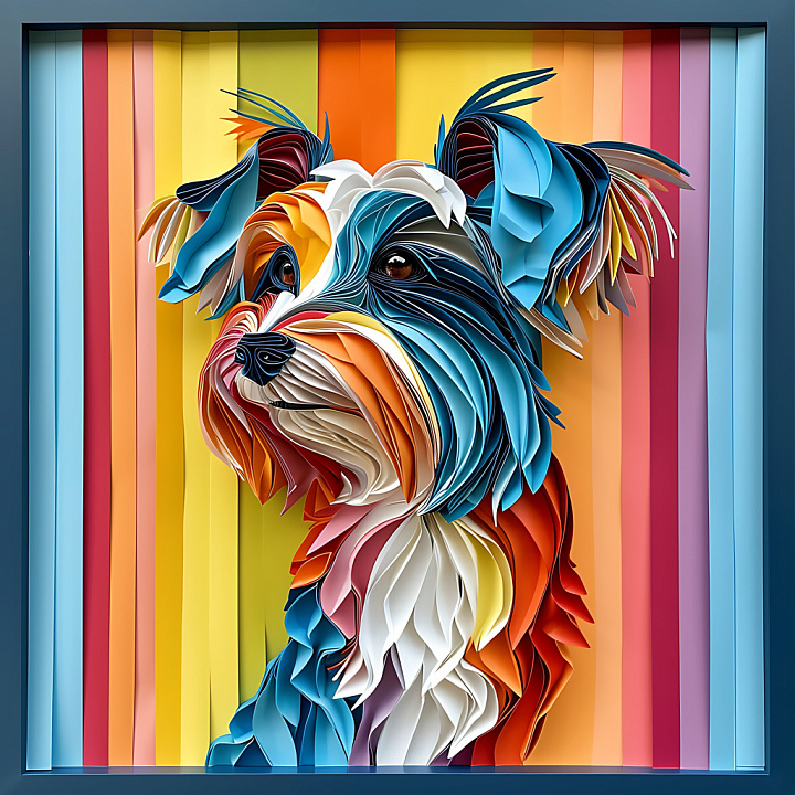 Animal of Colorful Chinese Crested Dog Origami Style seamless PBR texture preview