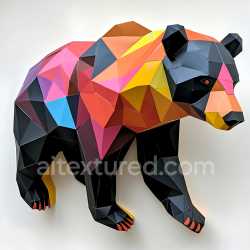 seamless Seamless 3D PBR Texture of Asiatic Black Bear with Bold Origami-Inspired Geometric Colors texture 8k free download PBR