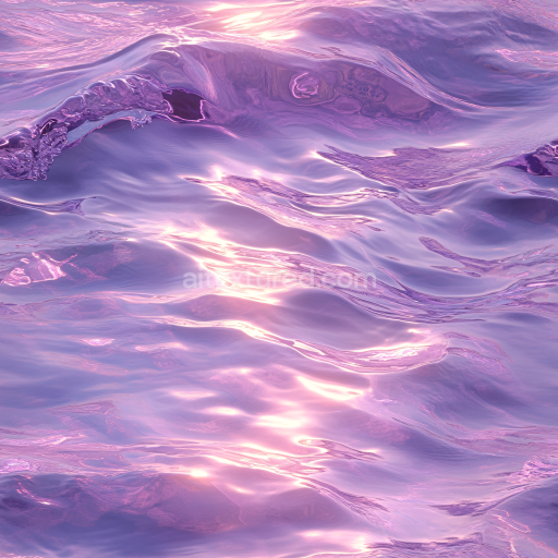 Seamless 3D PBR Water Texture with Stylized Purple Ocean Waves and Glossy Highlights