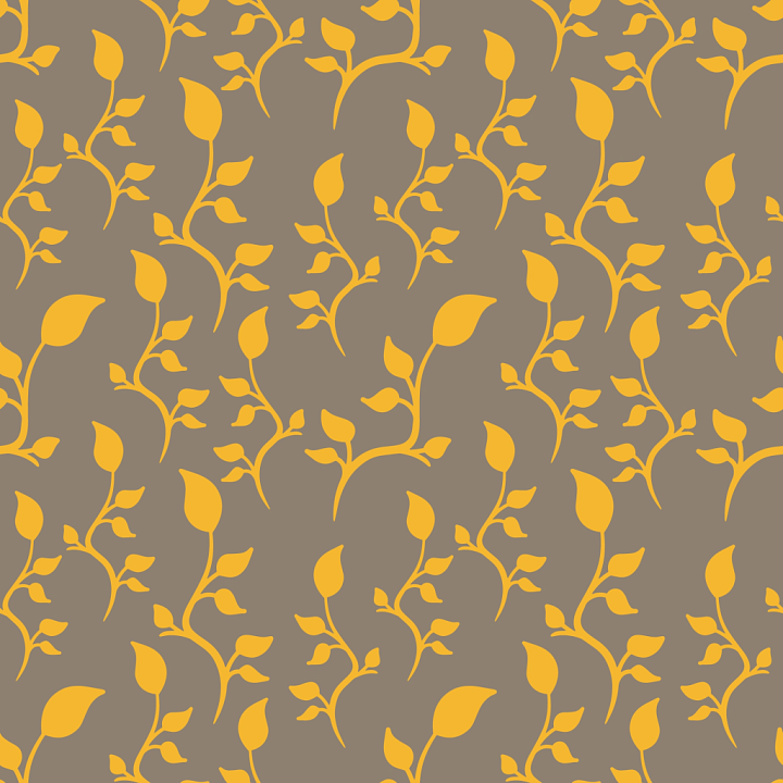 Boho Fabric with Yellow Leaf Pattern seamless PBR texture preview