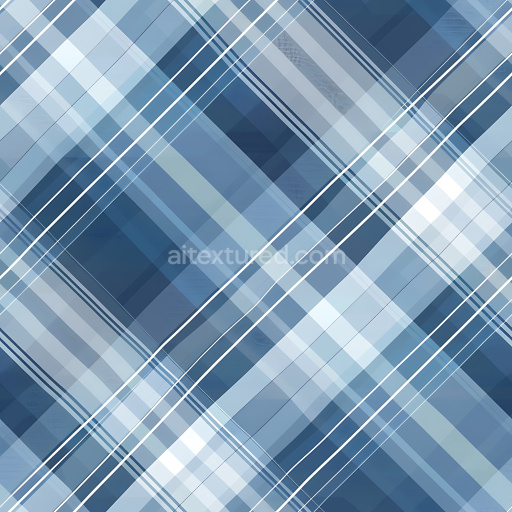 Seamless 3D PBR Texture of Blue Plaid Fabric Pattern with Overlapping Stripes