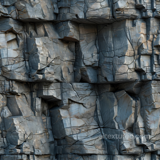 fractured basalt cliff rock PBR texture with rugged cracks and cool tones Stone texture preview