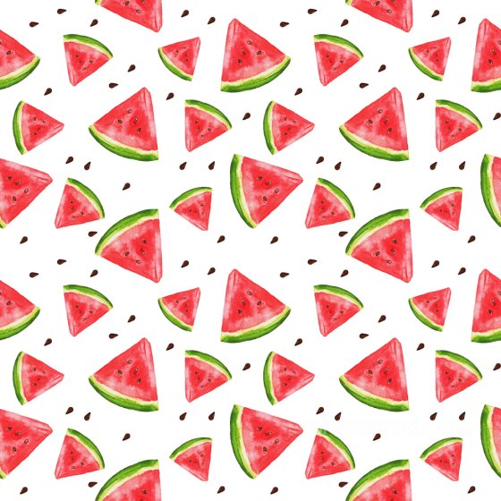 Seamless Watermelon Slice 3D Pattern PBR Texture with Hand-Painted Watercolor Style Pattern Bundle texture preview