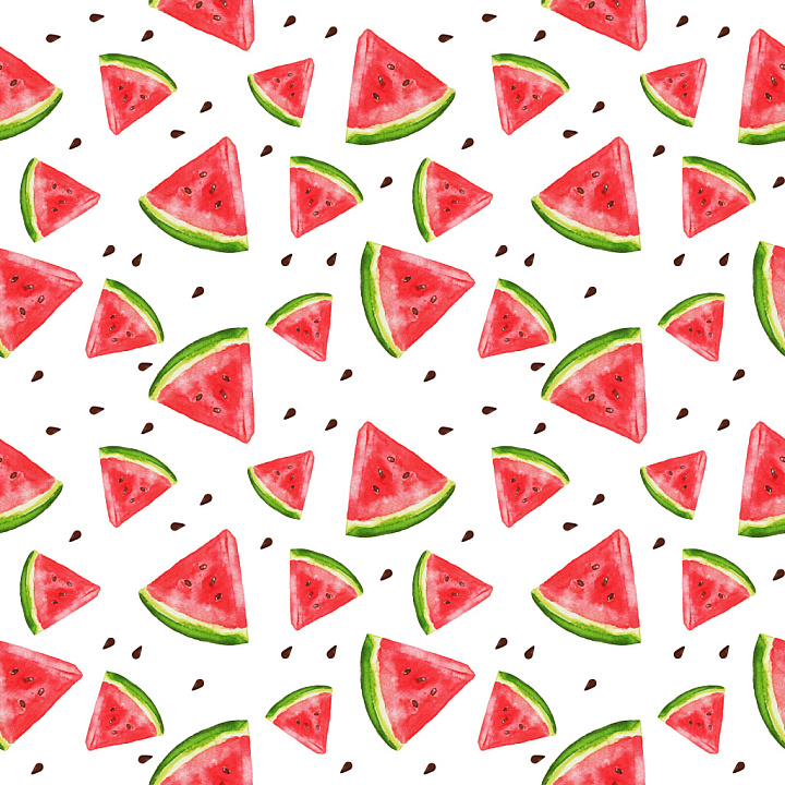 Watermelon Slice Pattern with Hand-Painted Watercolor Style seamless PBR texture preview