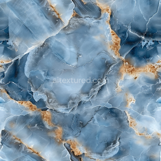 Seamless 3D Blue de Savoie Marble PBR Texture Featuring Natural Blue and Gold Vein Patterns