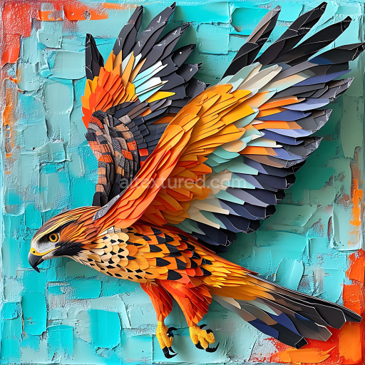 Seamless 3D PBR Texture Featuring Origami-Style Common Buzzard Feather Pattern