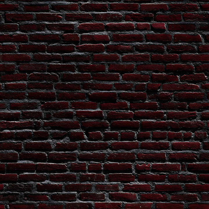 Dark Red Cracked Brick Wall with Weathered Surface seamless PBR texture preview