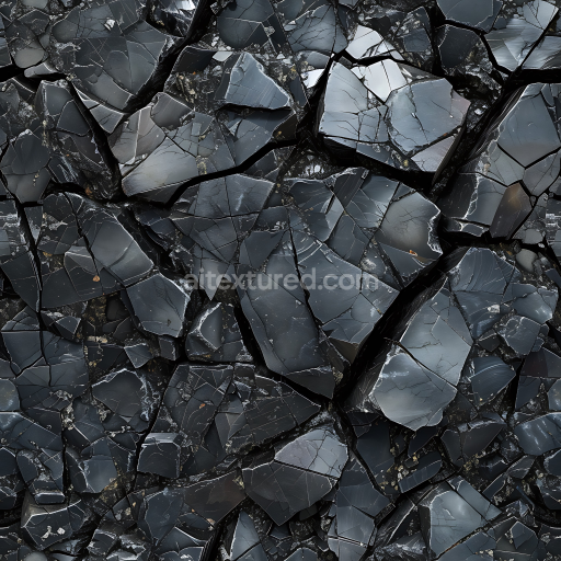 Preview — Seamless 3D PBR Obsidian Rock Texture with Glossy, Cracked Surface