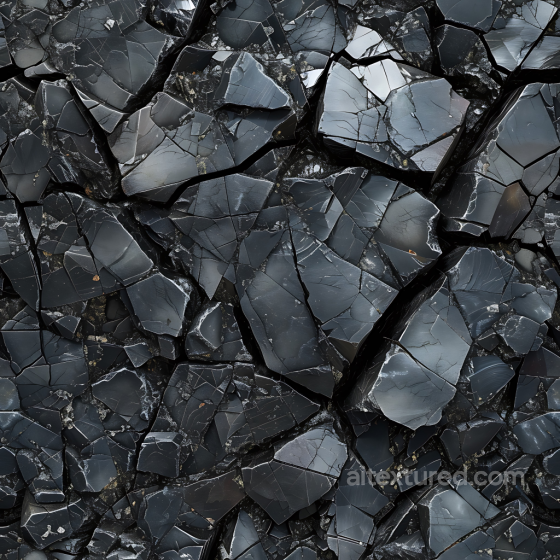 Obsidian Rock Texture with Glossy, Cracked Surface Stone texture preview