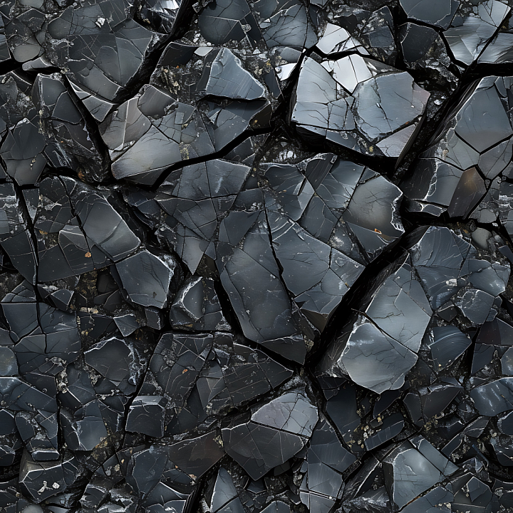 Obsidian Rock with Glossy, Cracked Surface seamless PBR texture preview