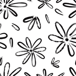 seamless Seamless 3D PBR Texture Featuring Black & White Hand-Drawn Floral Patterns texture 8k free download PBR