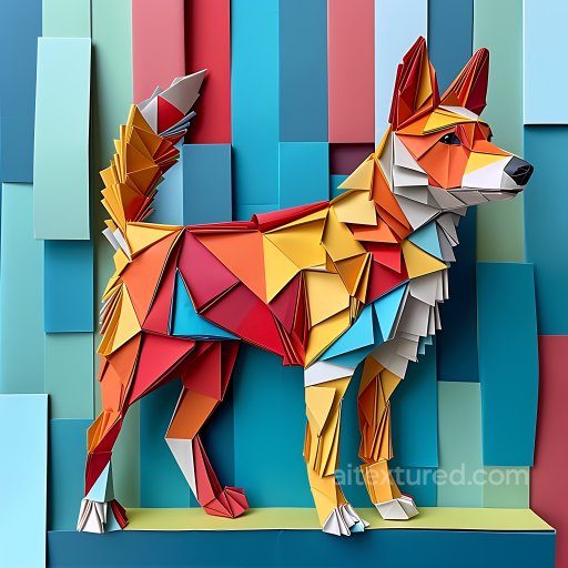 Animal - Seamless 3D PBR Texture of Origami Style Carolina Dog with Geometric Color Blocks texture preview