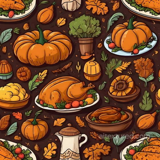 Featuring Illustrated Thanksgiving Food and Autumn Elements Thanksgiving texture preview