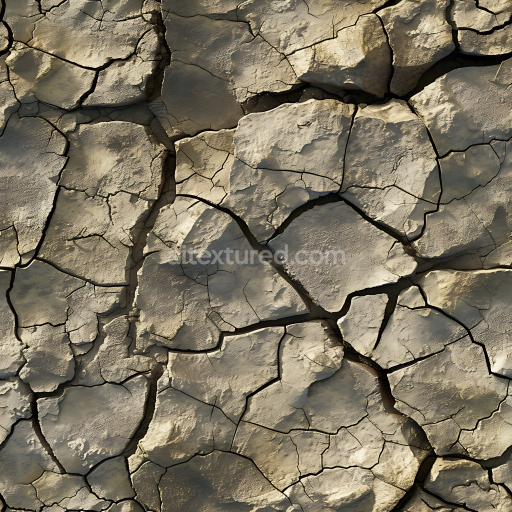 Seamless 3D Cracked Dry Stone Ground PBR Texture with Weathered Earth Tones
