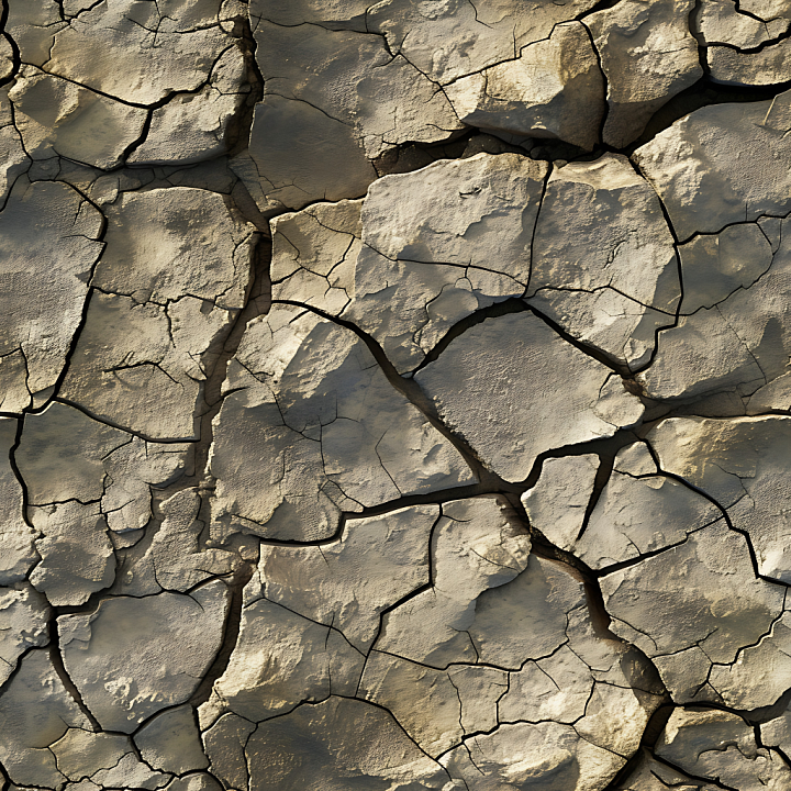 Cracked Dry Stone Ground with Weathered Earth Tones seamless PBR texture preview