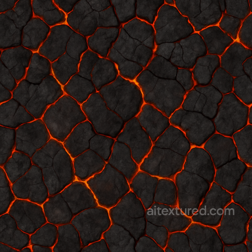 Scorched Surface With Fire Cracked Earth Detail seamless Fire PBR texture