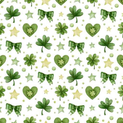 Watercolor St Patrick Digital Paper Texture with Shamrocks and Stars seamless St patrick digital paper bundle PBR texture