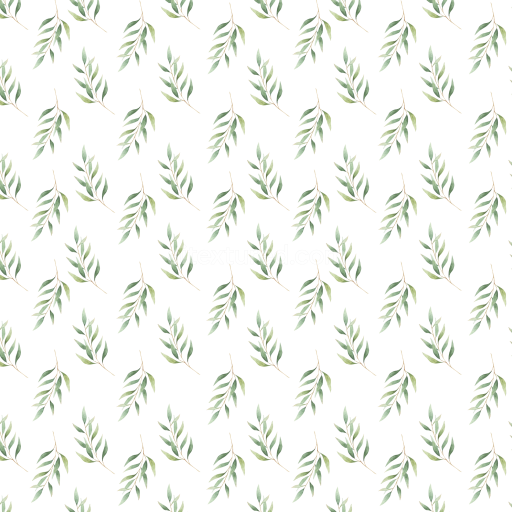Seamless 3D PBR Texture of Watercolor Greenery Leaves on White Background