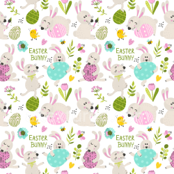 seamless Seamless 3D PBR Texture with Playful Easter Bunny and Colorful Eggs Pattern texture 8k free download PBR