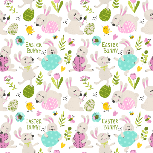 with Playful Easter Bunny and Colorful Eggs Pattern seamless All Christmas Digital paper PBR texture