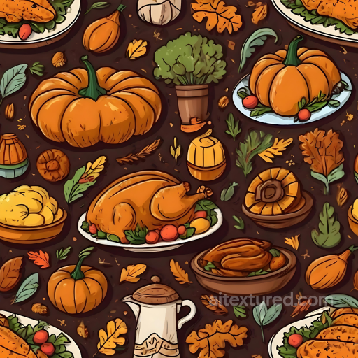 Featuring Hand-Drawn Thanksgiving Feast Motifs seamless Thanksgiving PBR texture